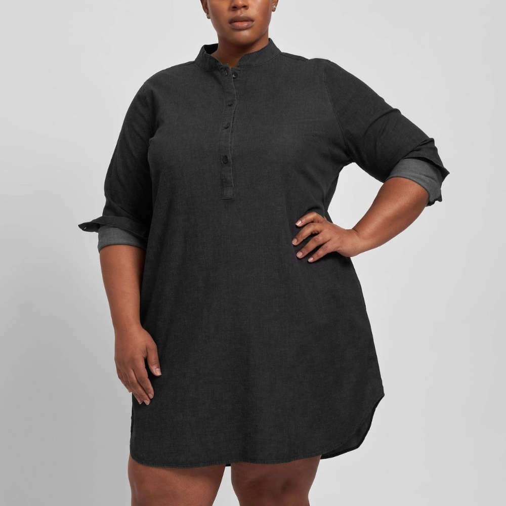 Universal Standard - Hannah Stretch Cotton Black Chambray Shirtdress - 22/24